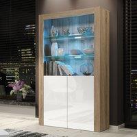 Creative Furniture Spectrum Display Cabinet 170cm with Glass Shelves & LED Lights in Light Oak