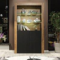 Creative Furniture Spectrum Display Cabinet 170cm with Glass Shelves & LED Lights in Brown