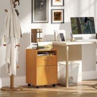 HOMCOM 60cm Filing Cabinet with Drawers & Open Shelf, Natural