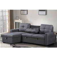 SquareBoxx Veda Chaise Linen Sofa Bed in Dark Grey