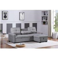 SquareBoxx Veda Chaise Linen Sofa Bed in Light Grey