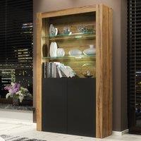 Mex Furniture LTD Display Cabinet Spectrum 170cm - Dark Oak & Black Doors, LED Lights
