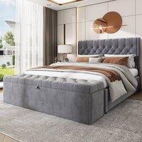 Merax Double Ottoman Bed With Storage Bench in Dark Grey