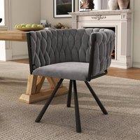 Merax Velvet Swivel Dining Chair with Metal Legs in Grey