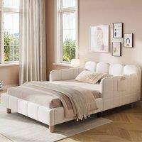 Merax Velvet 3ft Single Corner Daybed with Flexible Layout & Storage Pockets in Beige