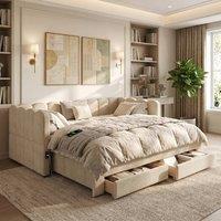 Merax 3FT Beige Extendable Daybed with 2 Storage Drawers & USB Ports | Size: Single