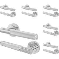 AFIT Polished Chrome Door Handles Round Rose, 6 Pairs Knurled Lever in Silver | Size: 150mm x 150mm