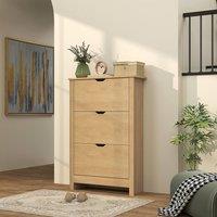 HOMCOM 18-Shoe Storage Cabinet 6 Shelves 3 Drawers in Natural
