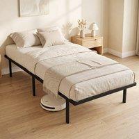 HOMCOM 3ft Single Bed Frame with Underbed Storage, No Box Spring Needed in Black