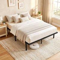 HOMCOM 4ft6 Double Bed Frame with Underbed Storage, No Box Spring Needed in Black