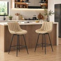 HOMCOM Swivel Bar Stools Set of 2, PU Leather Upholstery, Light Brown
