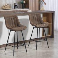 HOMCOM Swivel Bar Stools Set of 2, PU Leather Upholstery, Brown