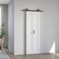 HOMCOM Slide Door with Steel Rail, Opaque Home Decoration, White