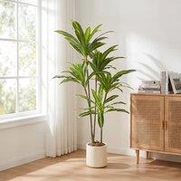 HOMCOM 150cm Lifelike Fake Tree with Bendable Trunks for Home Decor, Green