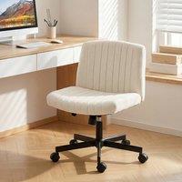 HOMCOM Desk Chair with Wide Seat, Thick Padding, Rock Function, Cream