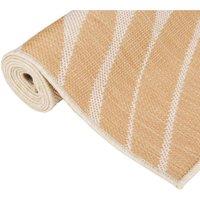 Berkfield Home Outdoor Flatweave Rug 140x200 cm Leaf Pattern in Beige | Size: 100 cm diameter