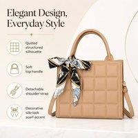 Chrisbella London Hand bag with Detachable Shoulder Strap & DIY Decorative Scarf in Tan