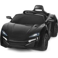 Costway 12V Electric Ride On Car Battery Powered Vehicle Remote Control LED Lights in Black
