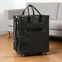 Ventryn Oversized Folding Shopping Cart Bag with Wheels for Grocery in Black