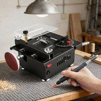 Ventryn Wood Desktop Engraving, 7-Speed Mini Bench Saw Cutter in Black