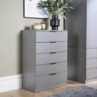 SPETLEK Chest 5 Drawers Grey Bedroom Clothing Bedside Storage | Size: 0.6m2