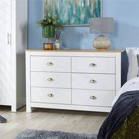 SPETLEK Chest of 6 Drawers Wooden Bedroom Home in White | Size: 0.6m2