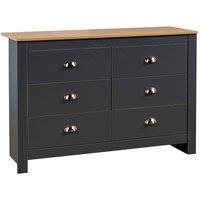 SPETLEK Chest of 6 Drawers Wooden Bedroom Home Graphite in Dark Grey | Size: 0.6m2