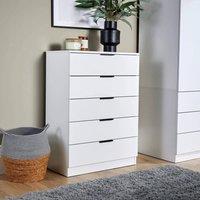 SPETLEK Chest 5 Drawers Bedroom Furniture in White | Size: 0.6m2