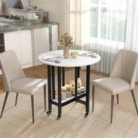 EONLION 80 x 80 x 75H cm Folding Dining Table in White | Size: 100 cm