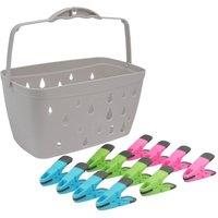 EONLION Plastic Peg Basket, Grey | Size: 500mm
