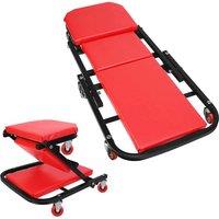 Kelvenix Heavy Duty Folding Mechaics Garage Car Creeper Seat in Red