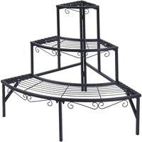 Kelvenix 3 Tier Corner Shelf Metal Plant Stand in Black | Size: 100g