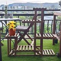 Kelvenix Outdoor Wooden Plant Stand 6 Potted in Brown | Size: 100g