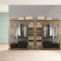 KORVIXA Bamboo Garment Rack Large Clothes Rail Rack with Shelves in Natural