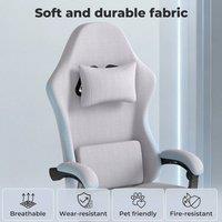 KORVIXA Office Desk Chair Fabric Gaming Recliner in Grey | Size: 120 cm x 45 cm