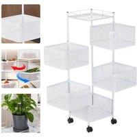 KORVIXA 6 Tier Kitchen Rotating Storage Trolley Cart in White