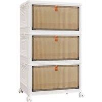 NESTLUNE 3 Tier Large Folding Storage Box Stackable Case Cabinet in White | Size: 100 cm x 15 cm