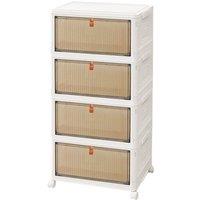 NESTLUNE 4 Tier Large Folding Storage Box Stackable Case Cabinet in White | Size: 100 cm x 15 cm
