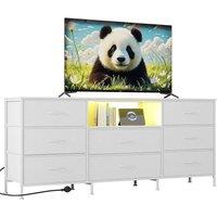 Nordara 8-Drawer LED TV Stand 75in in White