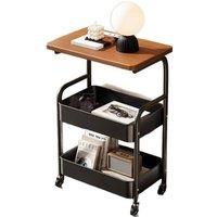 Nordara 3-Tier Rolling Wood Utility Cart in Black