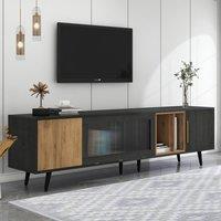 Tokpiedi Stylish TV Stand for Living Room with Smart Cable Management in Dark Grey