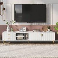 Tokpiedi Modern Entertainment Center Console with Stable Storage in White