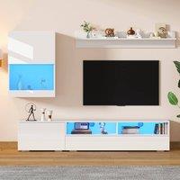 Tokpiedi Modern 3 Piece Entertainment Center with Wall Shelf in White