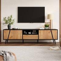 Tokpiedi Modern Entertainment Center Console with Push to Open Doors in Black