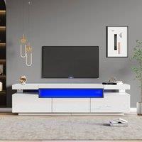 Tokpiedi Modern LED Entertainment Center Console with 3 Drawers in White