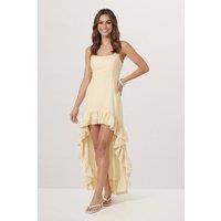 MissPap Women's Premium Chiffon Ruffle Maxi Dress in Lemon | Size: 10