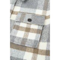 Azura Exchange Women's Oversized Plaid Wool Shirt - Gray in Brown | Size: 18