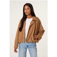 Blue Vanilla Women's Light Tan Suedette Puffball Jacket | Size: S/M