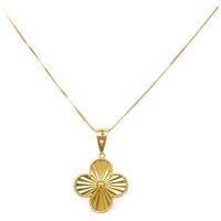 Raina Jewels Women's 22ct Yellow Gold Diamond Cut Clover Pendant & Chain