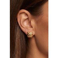 MUCHV Women's Quilted Statement Stud Earrings in 18k Gold